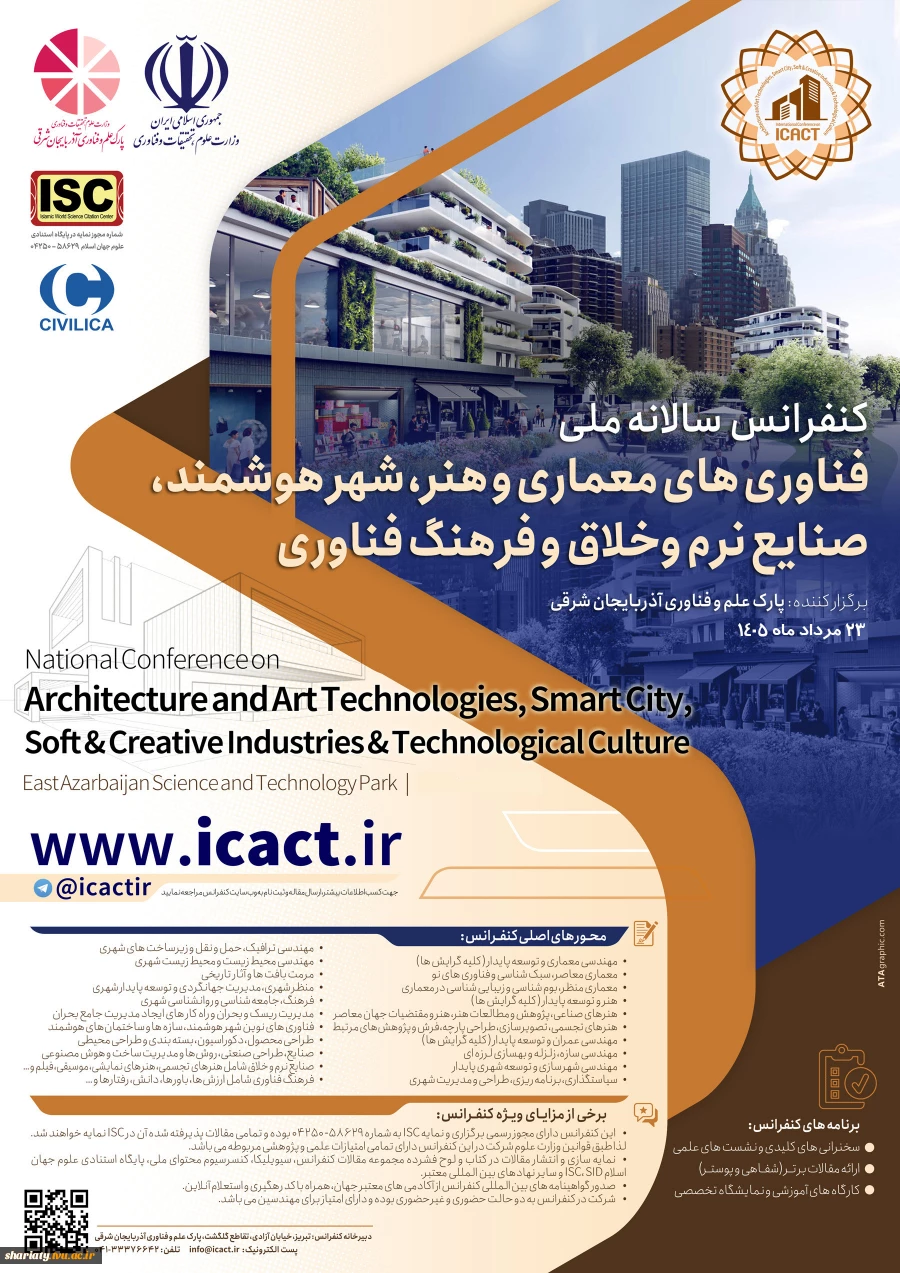 کنفرانس سالانه فناوری های معماری و هنر، شهر هوشمند، صنایع نرم وخلاق و فرهنگ فناوری، نمایه ISC
 2