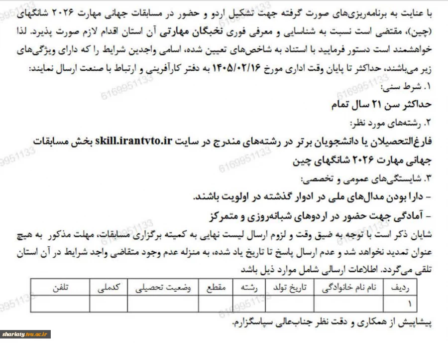 چهل و هشتمین دوره مسابقات جهانی مهارت - شانگهای چین 2