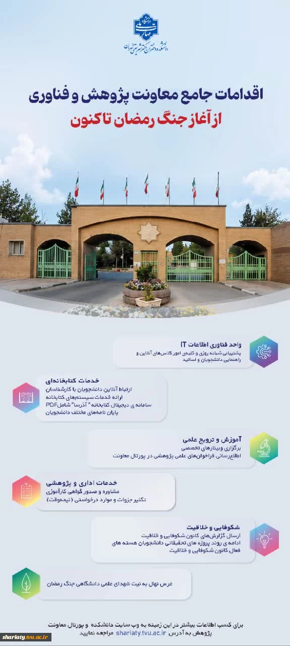 اقدامات جامع معاونت پژوهش و فناوری از آغاز جنگ رمضان تاکنون 2