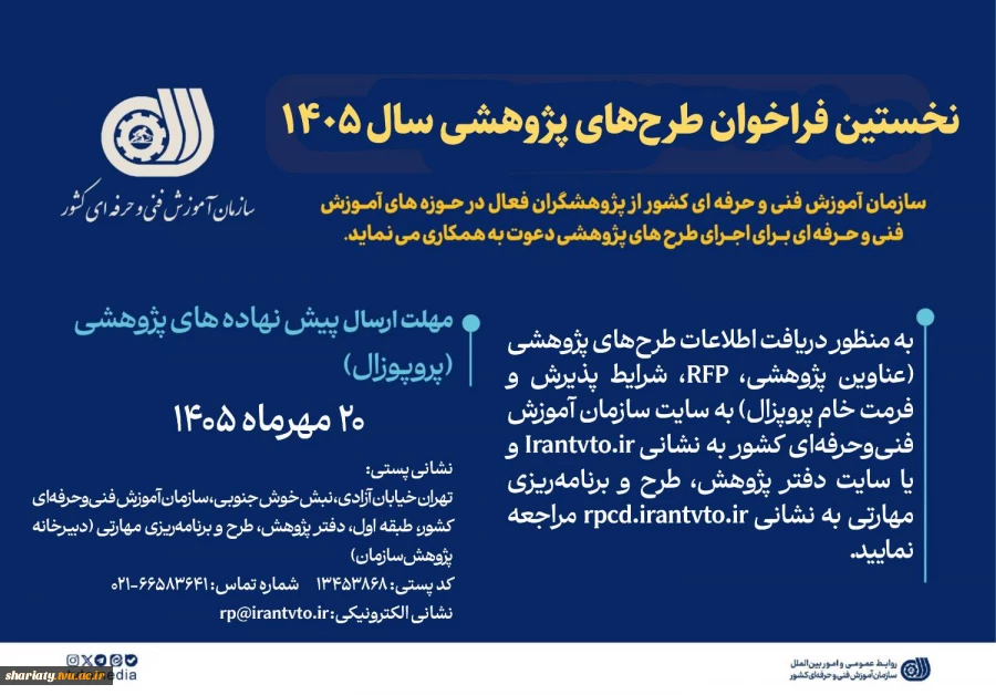 نخسین فراخوان طرح پژوهشی سازمان فنی و حرفه ای
 2